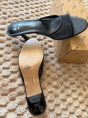 Mix No. 6 Black Mesh Slide Sandals with Stiletto Heel